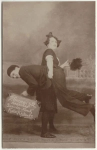Original 1920s woman carrying another, humour RPPC - Picture 1 of 2