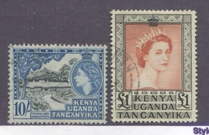 Kenya, Uganda and Tanganyika QEII 1954 10/ and £1 used - Bild 1 von 1