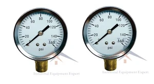 2 Air Compressor Pressure/Hydraulic Gauge 2" Face Side Mount 1/4" NPT 0-160 PSI - Picture 1 of 3