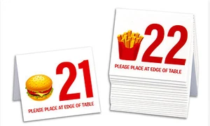 Mesa de restaurante números 21-40 ""Hamburguesas y papas fritas"" estilo tienda, envío gratuito - Imagen 1 de 1