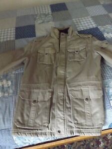 LL Bean Jacket Men's M REG Thinsulate Sherpa Lined Coat Tan Military/Chore