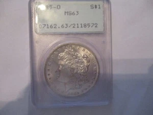 1885-O PCGS MS 63 Morgan Silver Dollar 1st Generation Rattler Holder - Picture 1 of 4