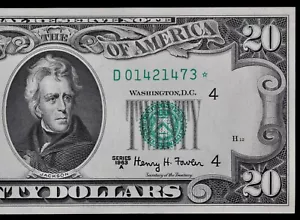 AU $20 1963A Star Federal Reserve Note E01421473* twenty $, series A, Cleveland - Picture 1 of 3