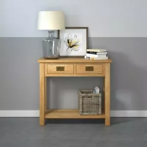 Baysdale Rustic Oak 2 Drawer Console Table / Hallway Table/ Telephone Table - Picture 1 of 23