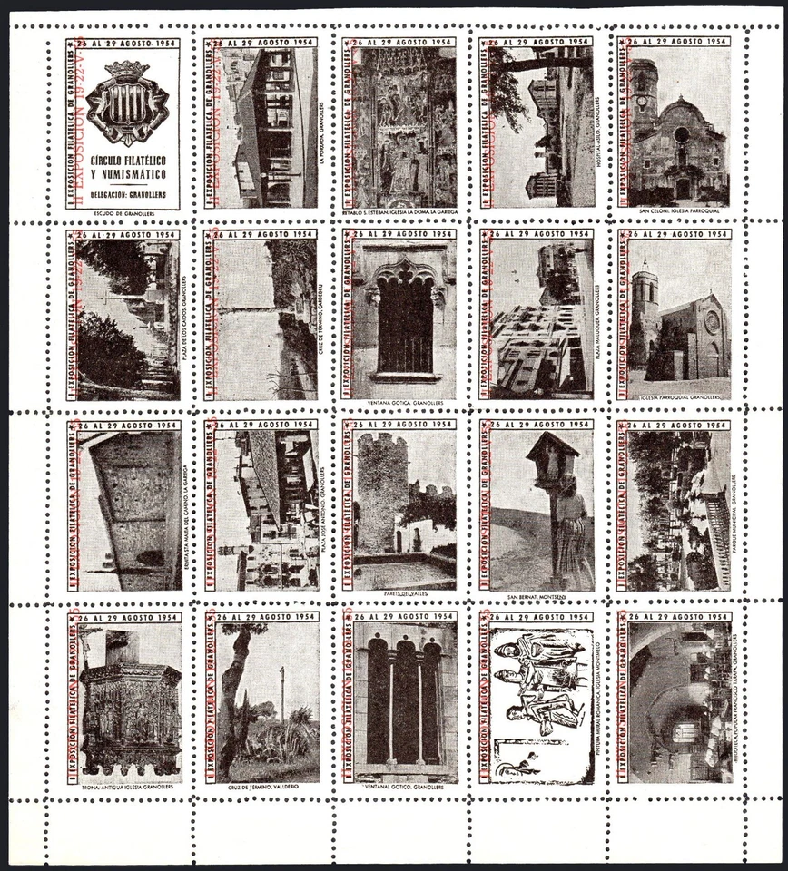 Barcelona - Viñetas - Granollers - 1955 - Hoja Bloque con 20 del "Círculo..." - Imagen 1 de 1