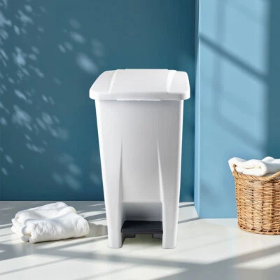 Abfalleimer Mülleimer Hygieneeimer Bio Tonne Treteimer Rollen HACCP Konzept weiß - Bild 1 von 4