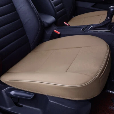 Beige Car PU Leather Front Seat Cover Full Surround Auto Chair Cushion Mat Pad — 第 1/4 张图片