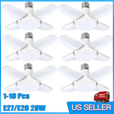 1-10 Pcs E27 LED Garage Light Bulb 28W Deformable Ceiling Lights Workshop Lamp - Image 1 of 4