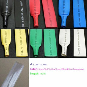 12mm-50mm 2:1 Heat Shrink Heatshrink Shrinkable Tube Tubing Wire Sleeve 7-Color - Picture 1 of 2