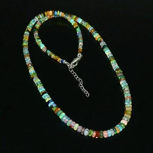 Collana perle opale di fuoco etiope naturale regalo gioielli argento sterling 925 @174 - Foto 1 di 9