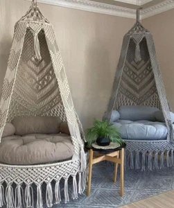Bohemian Handarbeit Hängeschaukelstuhl Outdoor Indoor Hängematte Boho Rundschaukel - Bild 1 von 2