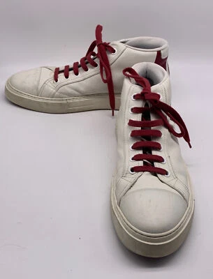 Zapatillas deportivas Salvatore Ferragamo para hombre blancas rojas de cuero con estampado de logotipo talla 12 m Foto 1 de 4