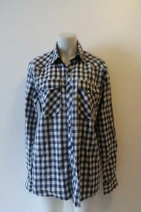 MENS DOUBLJU  BLUE/WHITE/GRAY PLAID BUTTON DOWN SHIRT SZ XL* - Picture 1 of 8