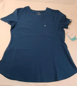 Cherokee Infinity Peelings Damen V-Ausschnitt Tuck In Top blau M CK687A - Bild 1 von 7