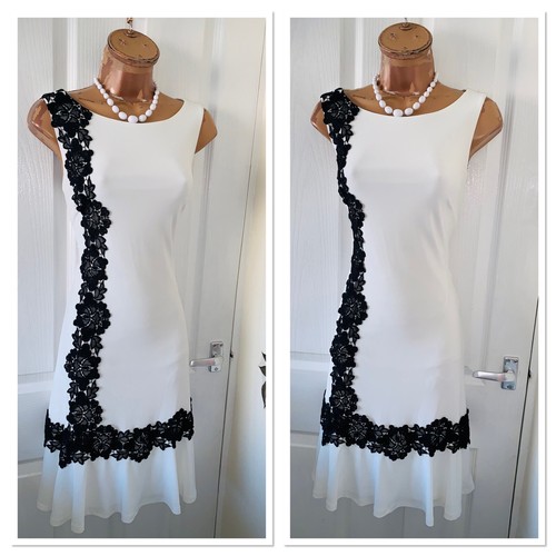 OFF WHITE Abito in jersey FRANK LYMAN bianco sporco con dettagli taglia UK 10