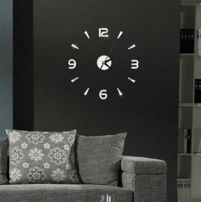 MAXI OROLOGIO ADESIVO DA PARETE EFFETTO 3D SILVER DESIGN MODERNO 60X60 UFFICIO - Immagine 1 di 3