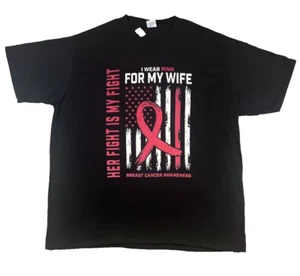 Port & Company Men's 3XL Shirt Breast Cancer “I Wear Pink For My Wife” Black - Picture 1 of 11
