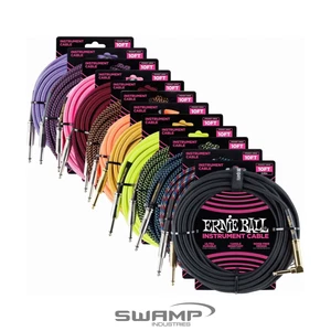 Ernie Ball 10ft Braided Straight / Angle Instrument Cable - Single Guitar Lead