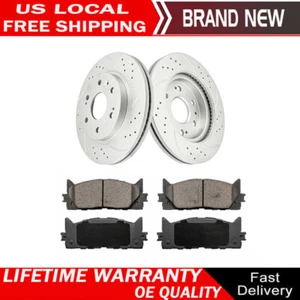 Front Drilled Rotors + Brake Pads Kit for Toyota Camry Avalon Lexus ES350 ES300h - Picture 1 of 5