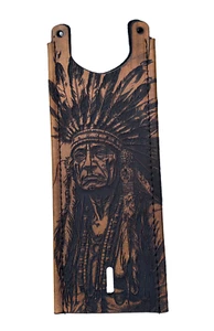 Leather Indian Tan Proud Warrior Chief Touring Motorcycle Leather Gas Tank Bib - Bild 1 von 9