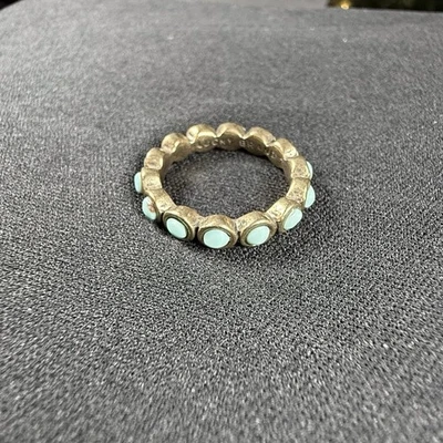 Anillo Cabujón Banda Infinita Turquesa Marca Suerte Tono Dorado Talla 7 Foto 1 de 4