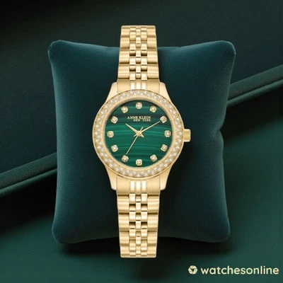 Reloj pulsera Anne Klein 12/7784MAG oro malaquita esfera verde bisel cristal  Foto 1 de 4