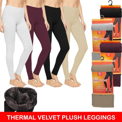 1/2/3 Pack Ladies Thermal Leggings Thick Velvet Winter Fleece Lined Brushed Warm - Image 1 of 4