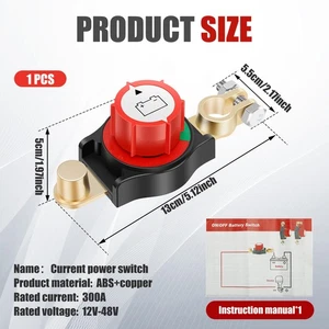Battery Cut Shut Off Kill Switch High Efficient Top Post Disconnect Switch FayhW - Picture 1 of 11
