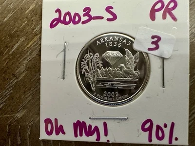 2003-S Proof Arkansas State Quarter 90% Silver Brilliant Uncirculated - Image 1 of 2