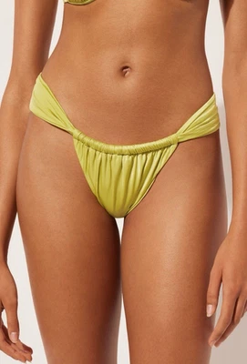 Traje de baño brasileño con cuerda Calzedonia parte inferior satinado brillante talla grande retro verde nuevo con etiquetas Foto 1 de 4