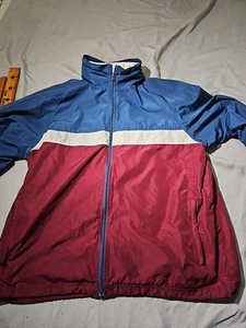 Tekgear Jacket Mens Large Red Blue Mesh Lining Packable Hoodie Full Zip Outdoor - Picture 1 of 15