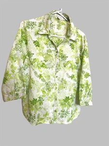 Camicia Coldwater Creek donna XL 16 linea verde senza bottoni ferro manica lunga - Foto 1 di 5