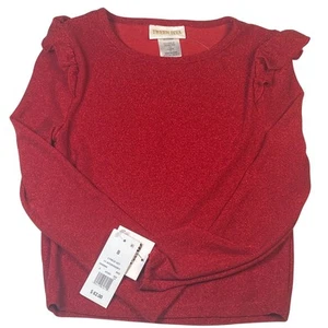 Tween Diva Blouse Girls Size 8 Red Ruffle Long Sleeve Glitter Sparkle NWT - Picture 1 of 4