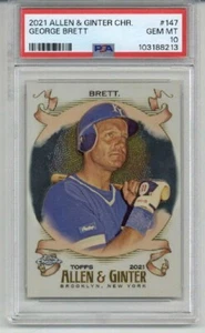 2021 TOPPS ALLEN & GINTER CHROME #147 GEORGE BRETT ROYALS PSA 10 LOW POP RARE - Picture 1 of 2