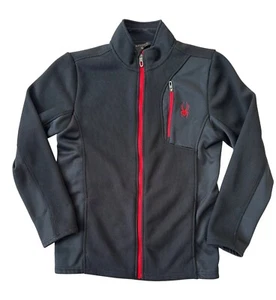 Spyder Boys Size XL / 18 Fleece Lined Full Zip Black Knit Sweatshirt - Picture 1 of 11