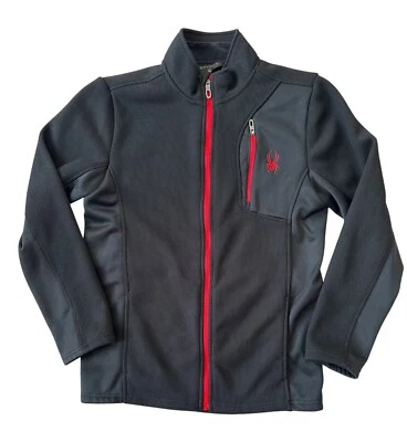 Sudadera Spyder Boys Talla XL/18 Forrada de Vellón Cremallera Completa Tejida Negra Foto 1 de 4