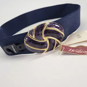 Worthington Stretch Belt 28 30 S M Waist Navy Blue Vtg 109 - Picture 1 of 10