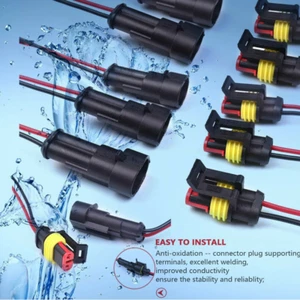 10Set 2Pin Way Car Waterproof Male Female Electrical Connector Plug Wire Kit Set - Picture 1 of 10