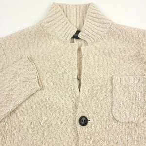 Cárdigan suéter tejido jaspeado blanco arena Bloomingdales $278 para hombre talla mediana - Imagen 1 de 11