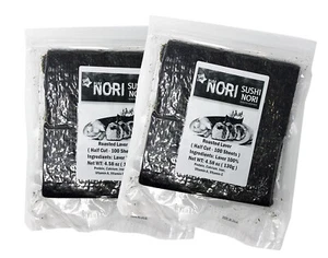 2 Pack X 100 Half Cut Sheet Yaki Sushi Nori Roasted Seaweed Roll Wrap 130g - Picture 1 of 5