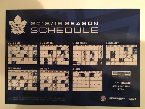 2018-19 TORONTO MAPLE LEAFS  NHL HOCKEY MAGNET MAGNETIC SCHEDULE Cover