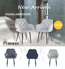 2X Beige Amaze Armchair Lounge Chair Accent Chairs Velvet Dining Sofa Couch Seat