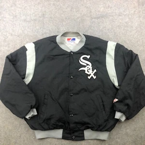 Vintage Chicago White Sox Jacket Mens XL Black Embroidered Sewn Logo Swingster * - Picture 1 of 12