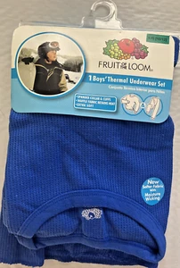 NEW Fruit of the Loom Boys' Big Waffle Thermal Underwear Set Natural Blue 10/12 - Picture 1 of 5