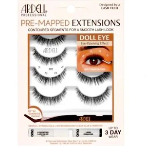 Ardell Lash Extensions Pre-Mapped Doll Eye Glue 4er Pack Contoured Eyelashes FC3 - Bild 1 von 9