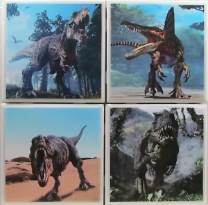 Handmade Natural Stone Ceramic Tile Drink Coasters -Set of 4 - Dinosaurs 1B - Bild 1 von 6