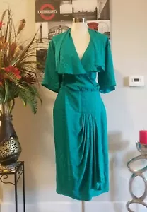 Saks Fifth Avenue Liancarlo green Silk Dress Size 12 - Picture 1 of 5