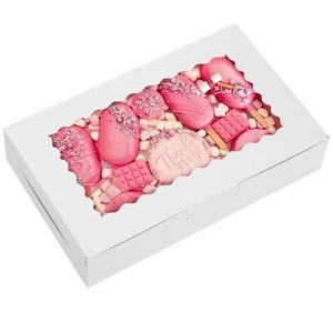 20pcs Cookie Boxes 7x4.3x1.5in White Bakery Boxes With Window Treat Boxes Small - Picture 1 of 7