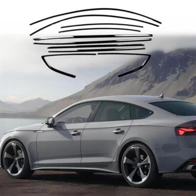 Kit de molduras de tira de ventana de coche de acero negro brillante de 4 puertas para Audi A5 S5 2010-16 Foto 1 de 4