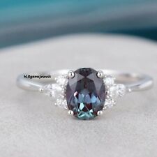 Alexandrite Wedding Ring Engagement Ring Solitaire Ring 925 Sterling Silver Ring